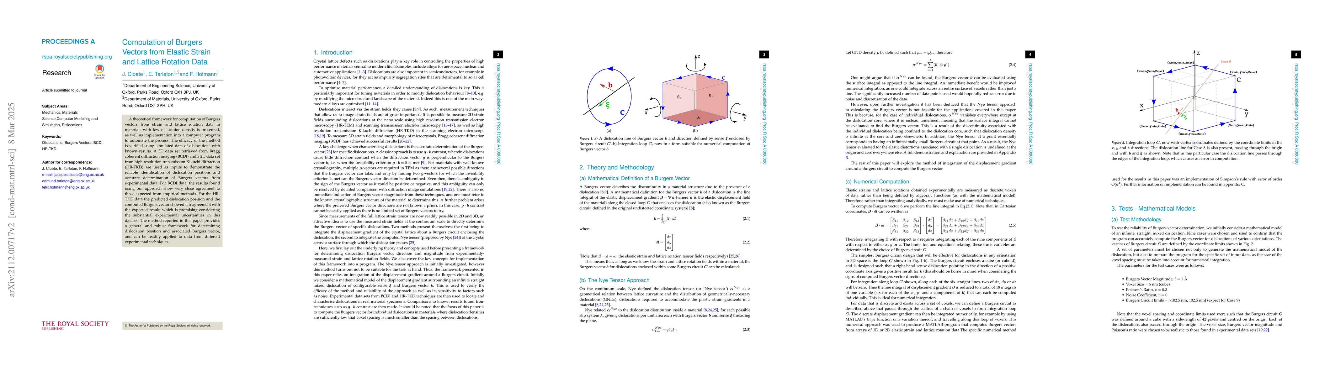 Thumbnail for Computation of Burgers Vectors from Elastic Strain and Lattice Rotation
  Data