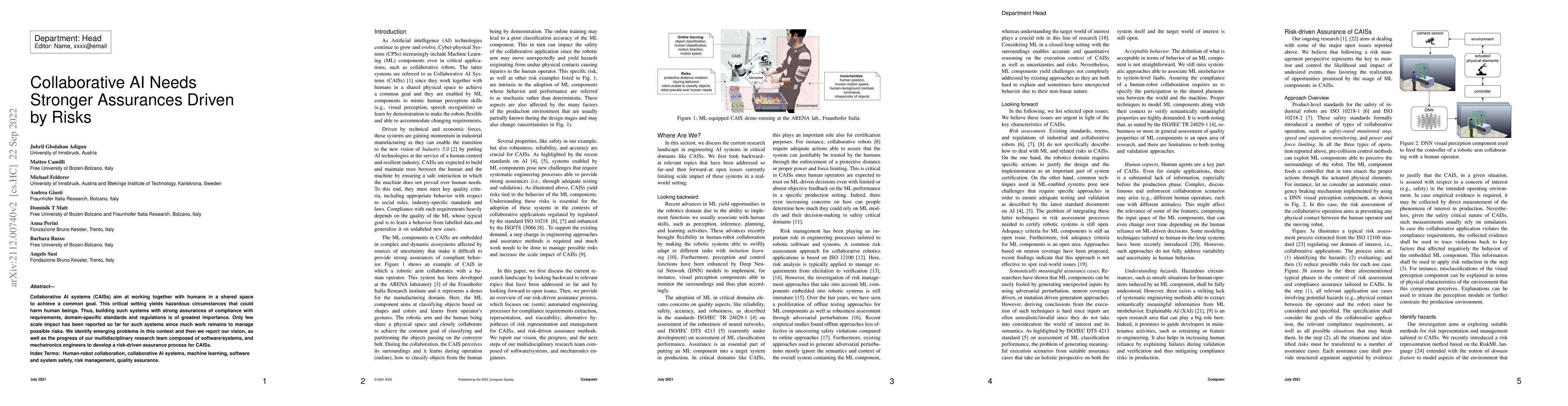 Thumbnail for Collaborative Artificial Intelligence Needs Stronger Assurances Driven
  by Risks