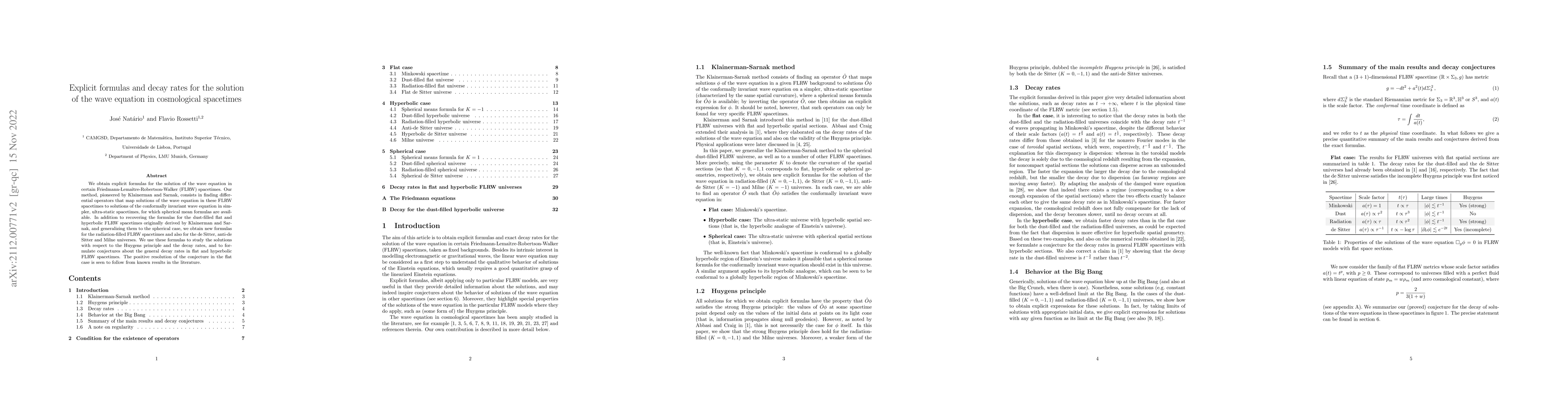 Thumbnail for Explicit formulas and decay rates for the solution of the wave equation
  in cosmological spacetimes