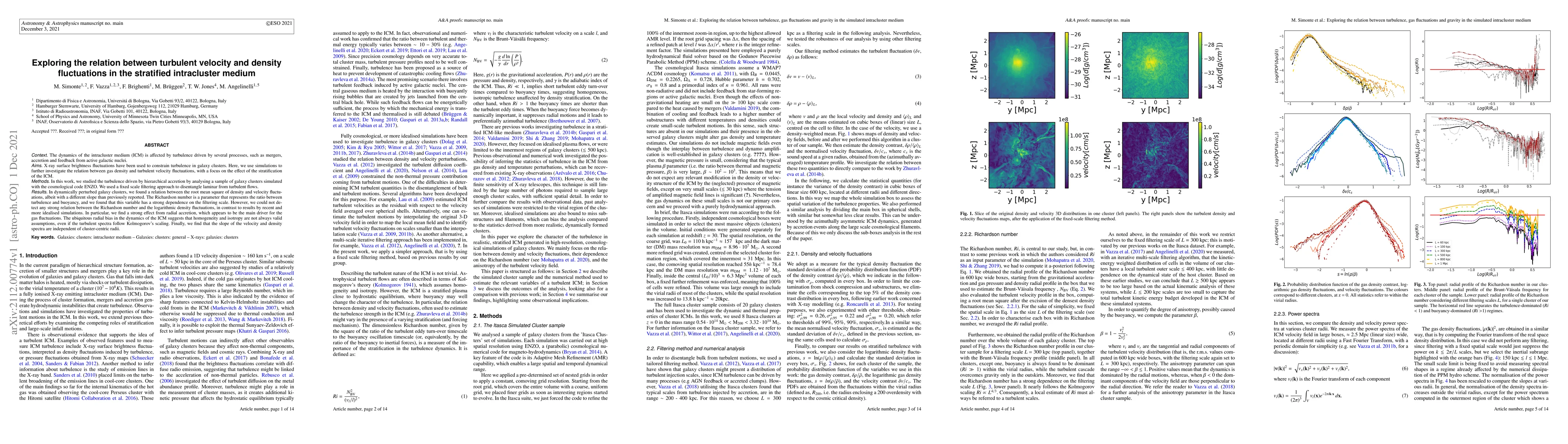 Thumbnail for Exploring the relation between turbulent velocity and density
  fluctuations in the stratified intracluster medium