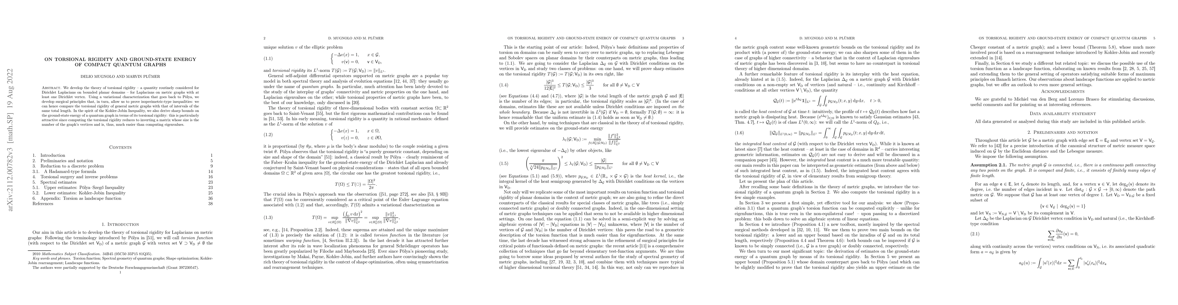 Thumbnail for On torsional rigidity and ground-state energy of compact quantum graphs