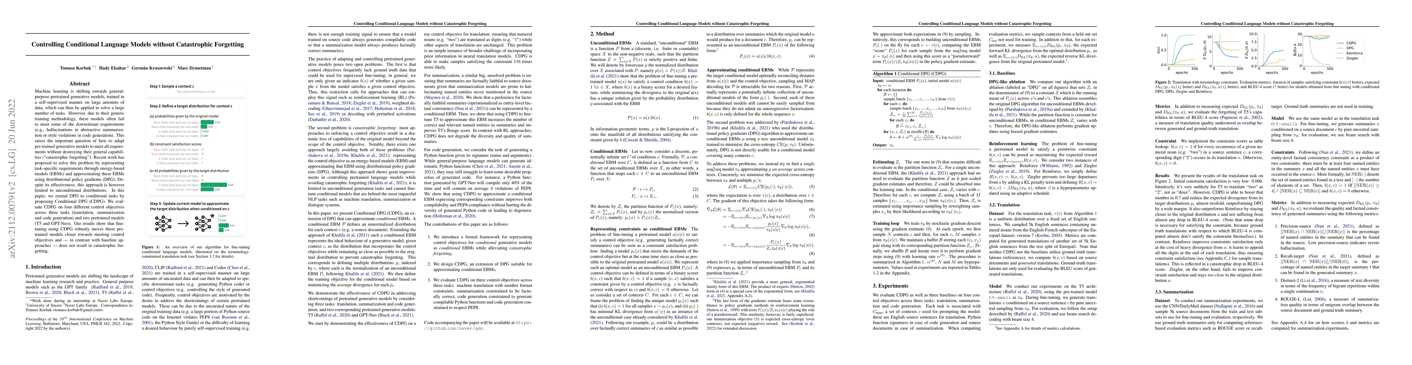 Thumbnail for Controlling Conditional Language Models without Catastrophic Forgetting