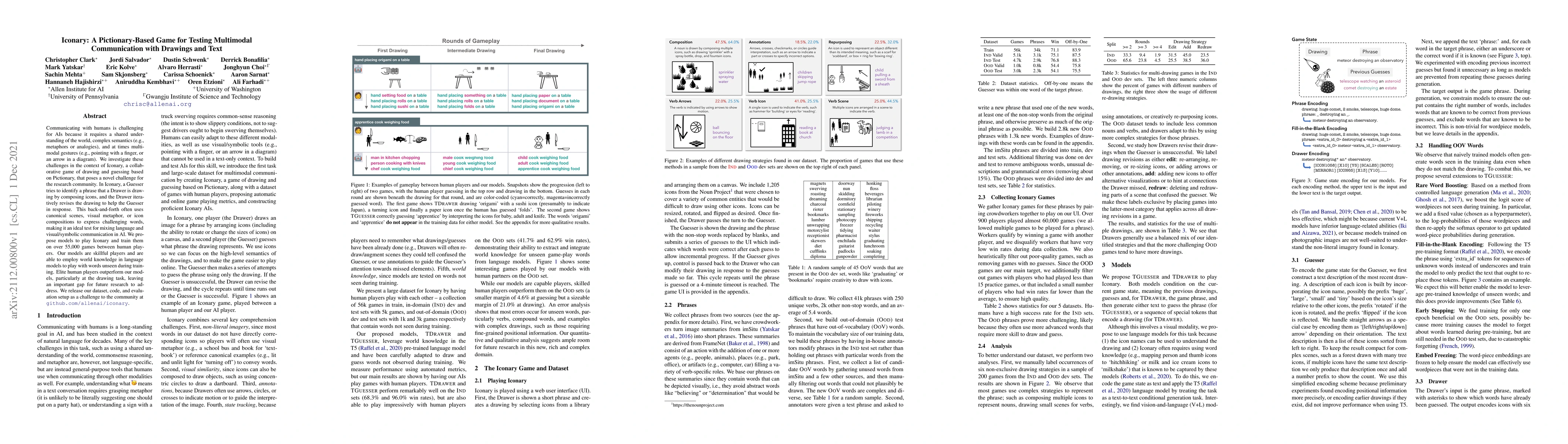 Thumbnail for Iconary: A Pictionary-Based Game for Testing Multimodal Communication
  with Drawings and Text