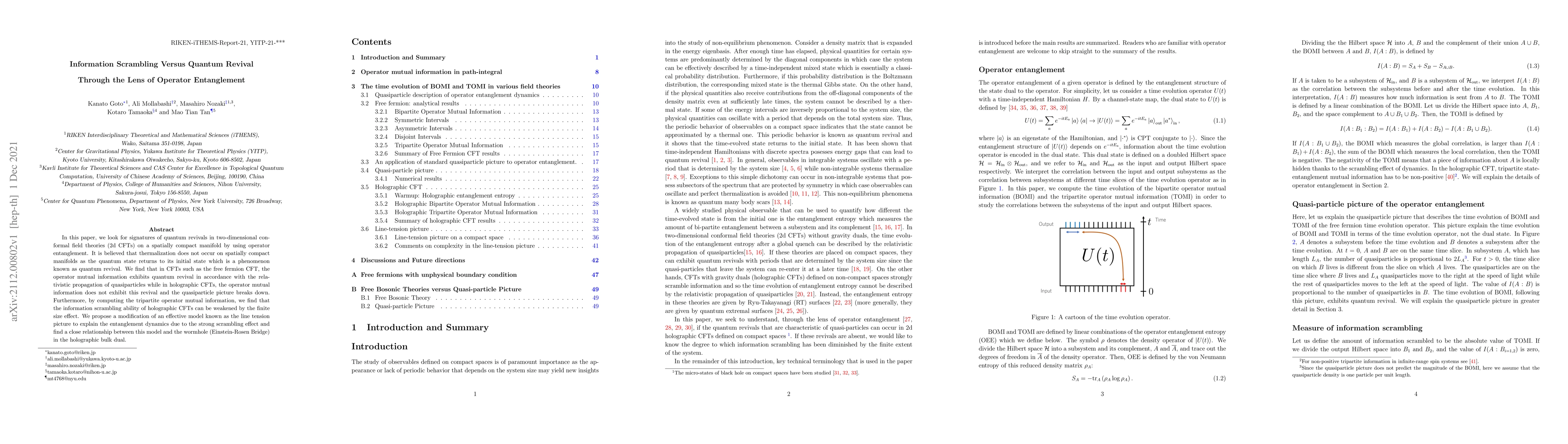 Thumbnail for Information Scrambling Versus Quantum Revival Through the Lens of
  Operator Entanglement