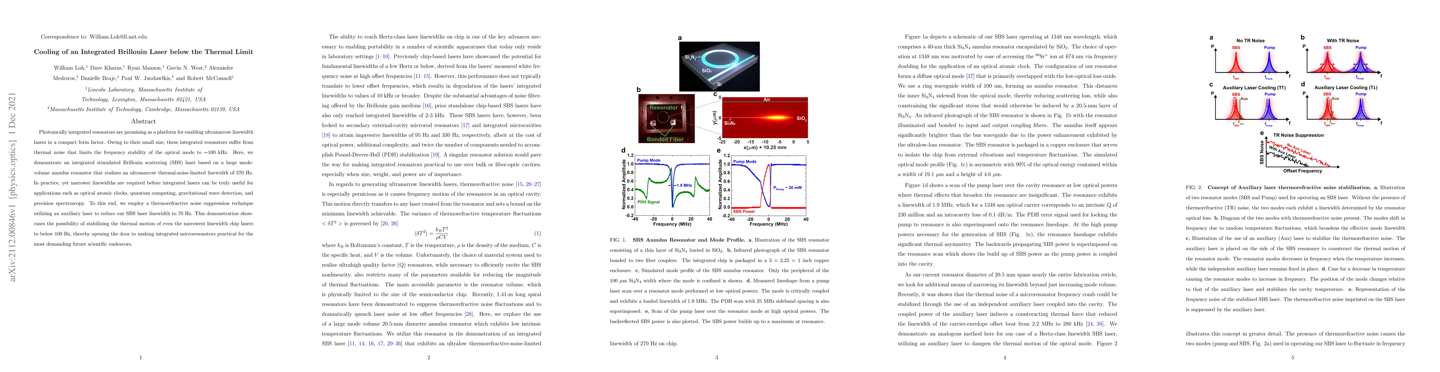 Thumbnail for Cooling of an Integrated Brillouin Laser below the Thermal Limit