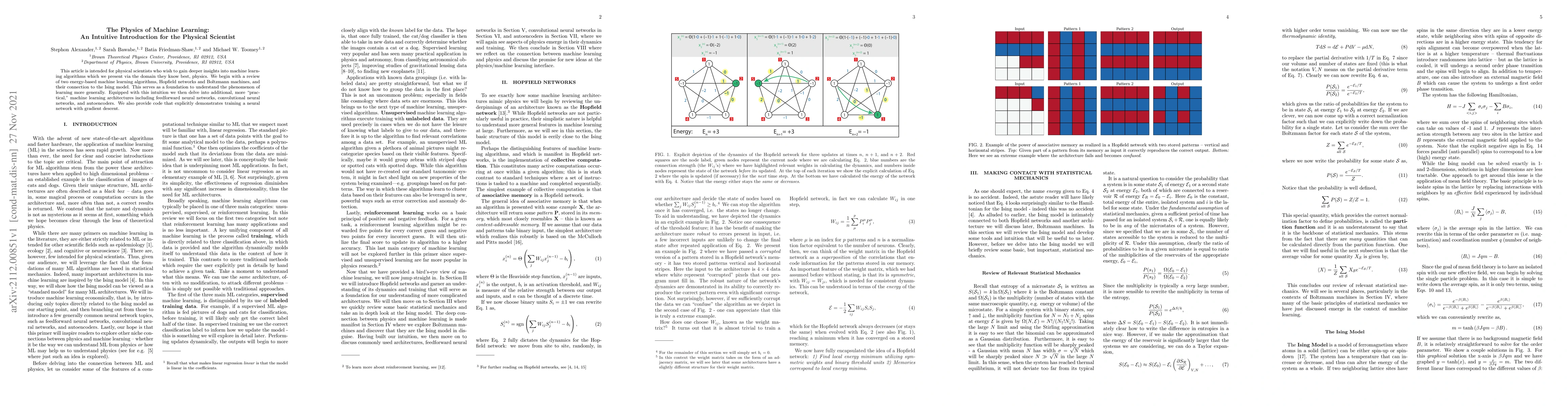 Thumbnail for The Physics of Machine Learning: An Intuitive Introduction for the
  Physical Scientist
