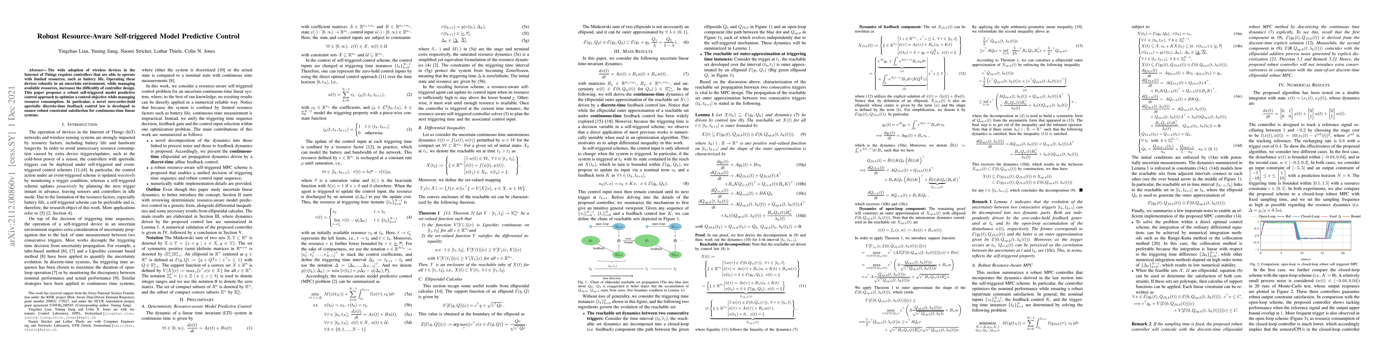 Thumbnail for Robust Resource-Aware Self-triggered Model Predictive Control
