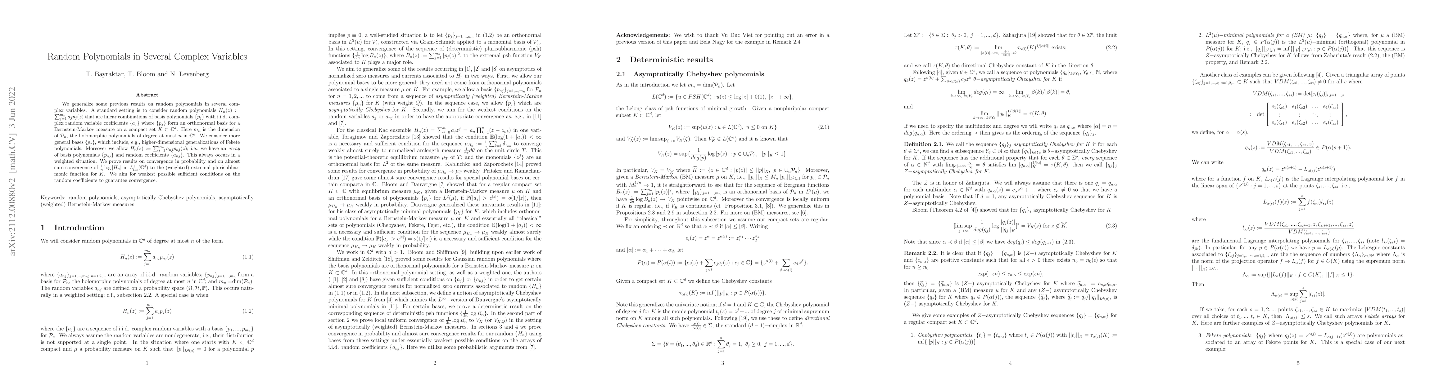 Thumbnail for Random Polynomials in Several Complex Variables