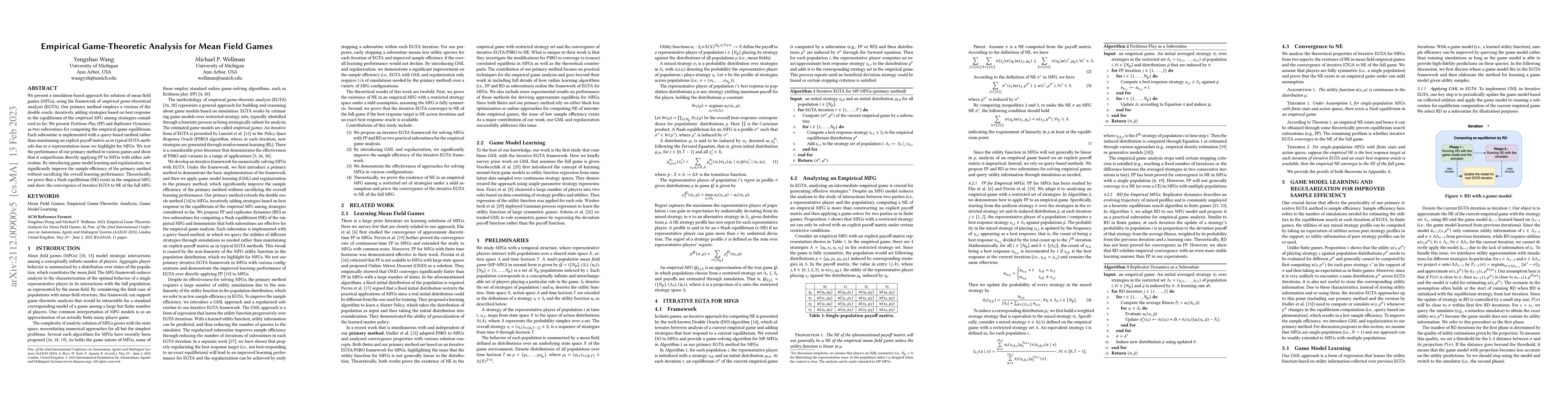 Thumbnail for Empirical Game-Theoretic Analysis for Mean Field Games