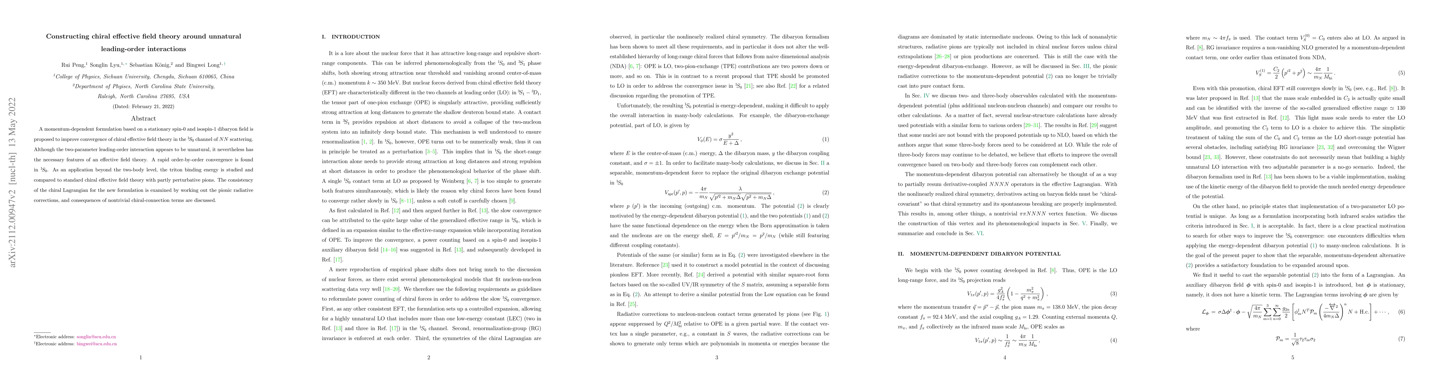 Thumbnail for Constructing chiral effective field theory around unnatural
  leading-order interactions