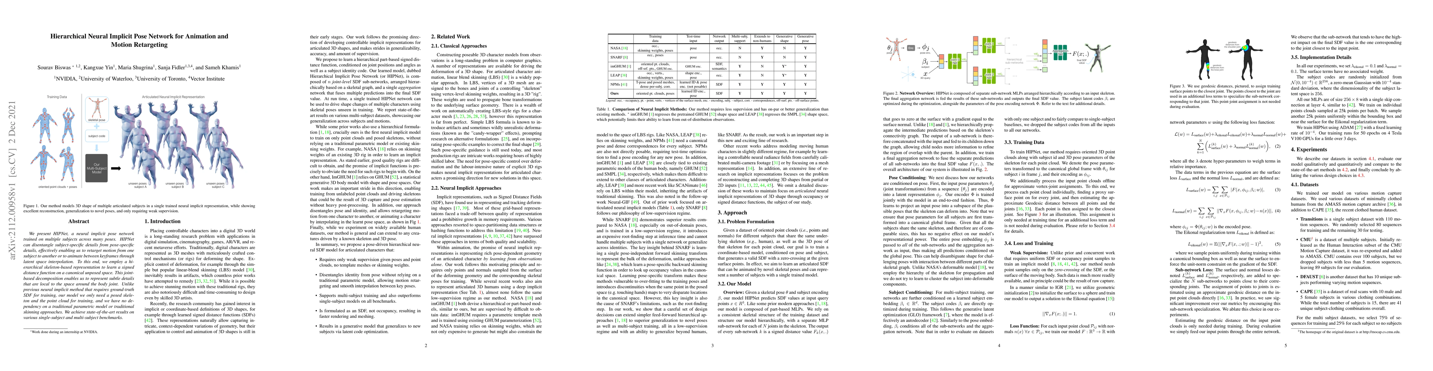 Thumbnail for Hierarchical Neural Implicit Pose Network for Animation and Motion
  Retargeting