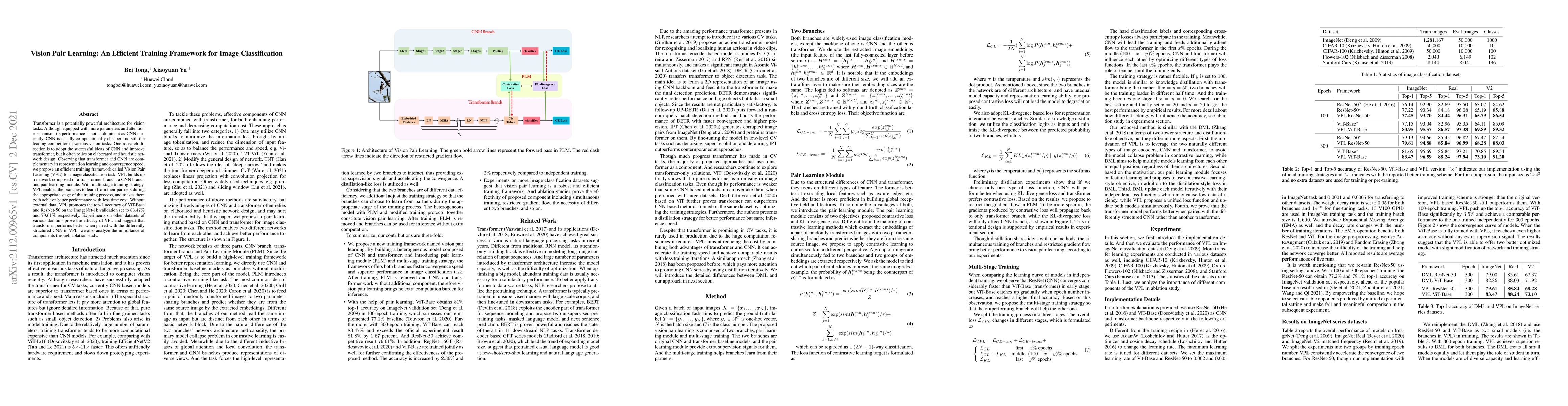 Thumbnail for Vision Pair Learning: An Efficient Training Framework for Image
  Classification