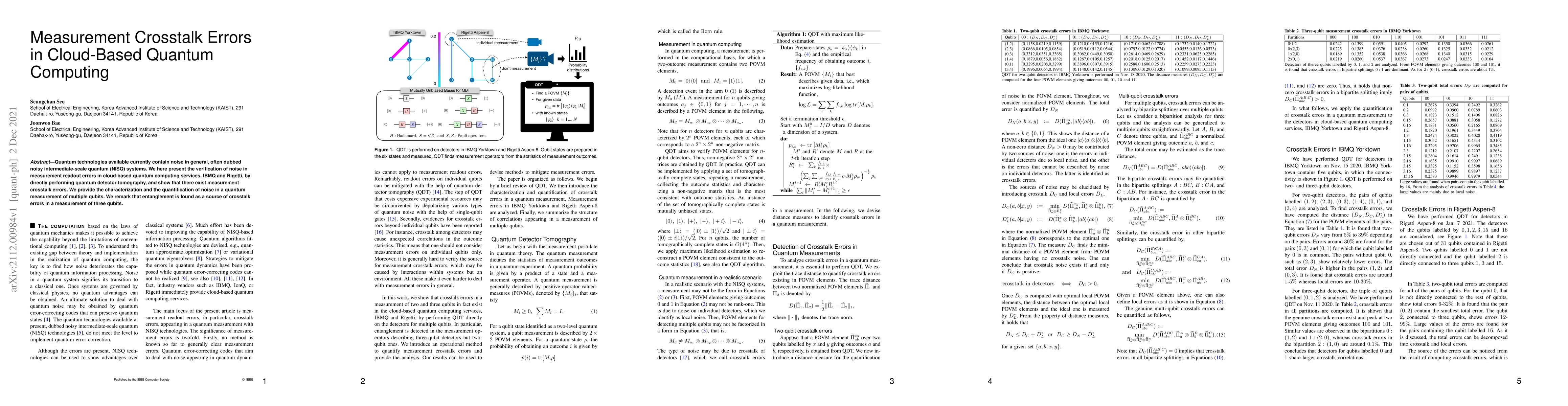 Thumbnail for Measurement Crosstalk Errors in Cloud-Based Quantum Computing