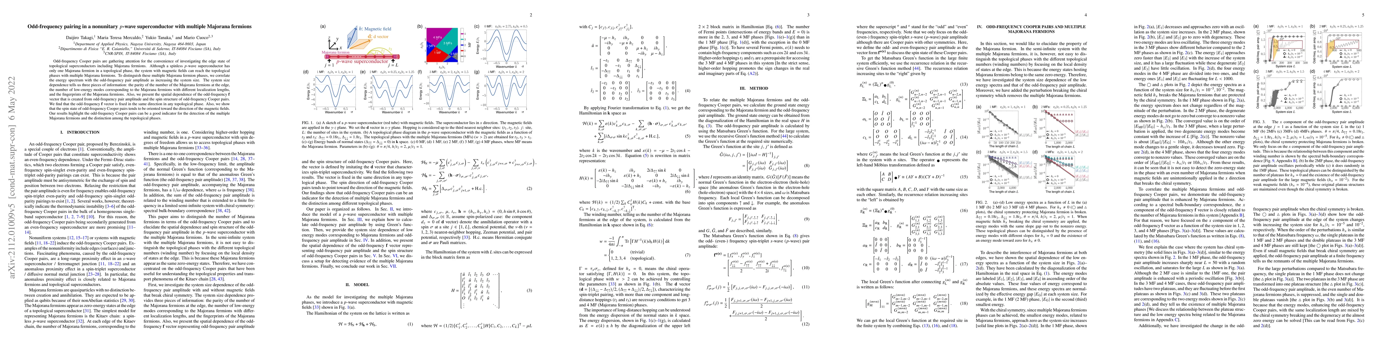 Thumbnail for Odd-frequency pairing in a nonunitary p-wave superconductor with
  multiple Majorana fermions