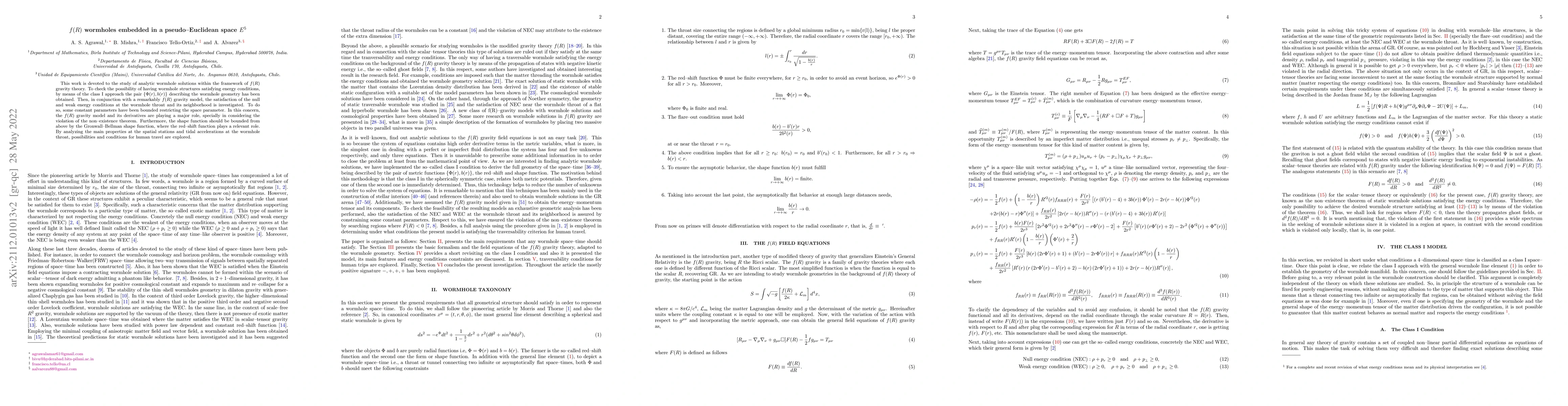 Thumbnail for f(R) wormholes embedded in a pseudo--Euclidean space $E^{5}$