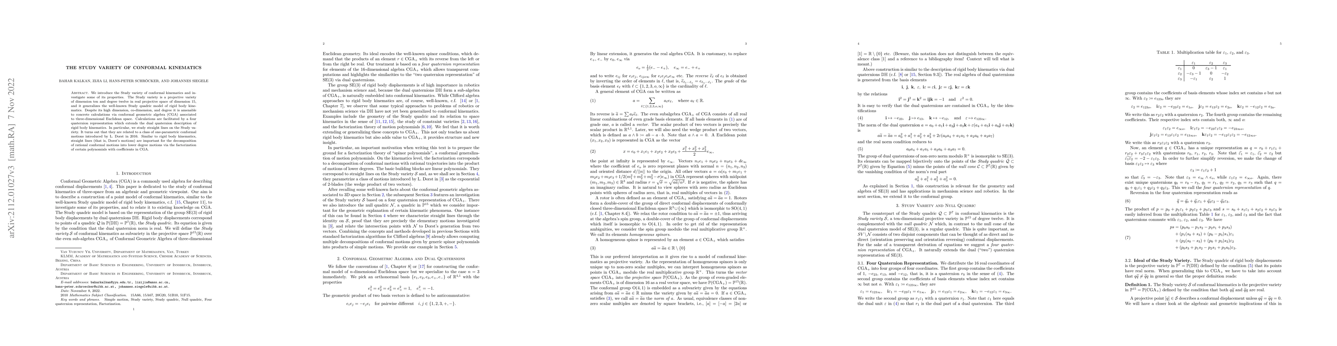 Thumbnail for The Study Variety of Conformal Kinematics