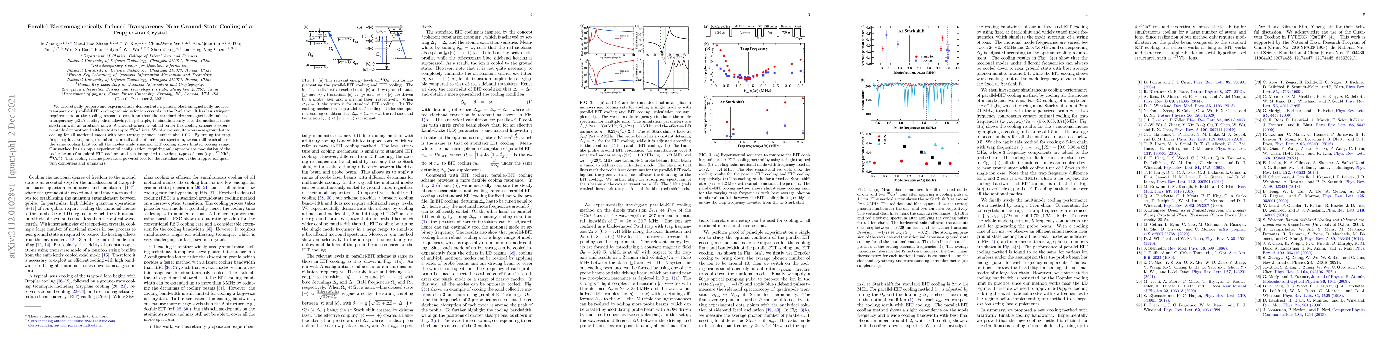 Thumbnail for Parallel-Electromagnetically-Induced-Transparency Near Ground-State
  Cooling of a Trapped-ion Crystal