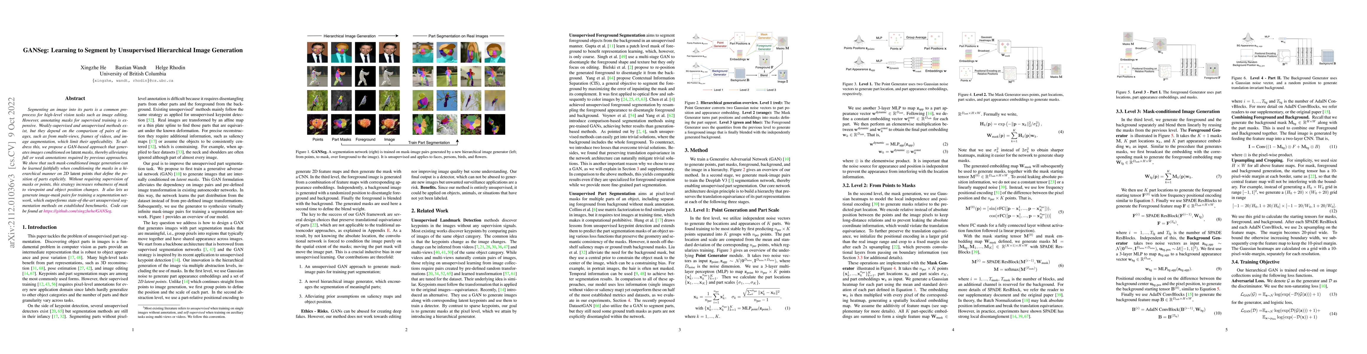 Thumbnail for GANSeg: Learning to Segment by Unsupervised Hierarchical Image
  Generation