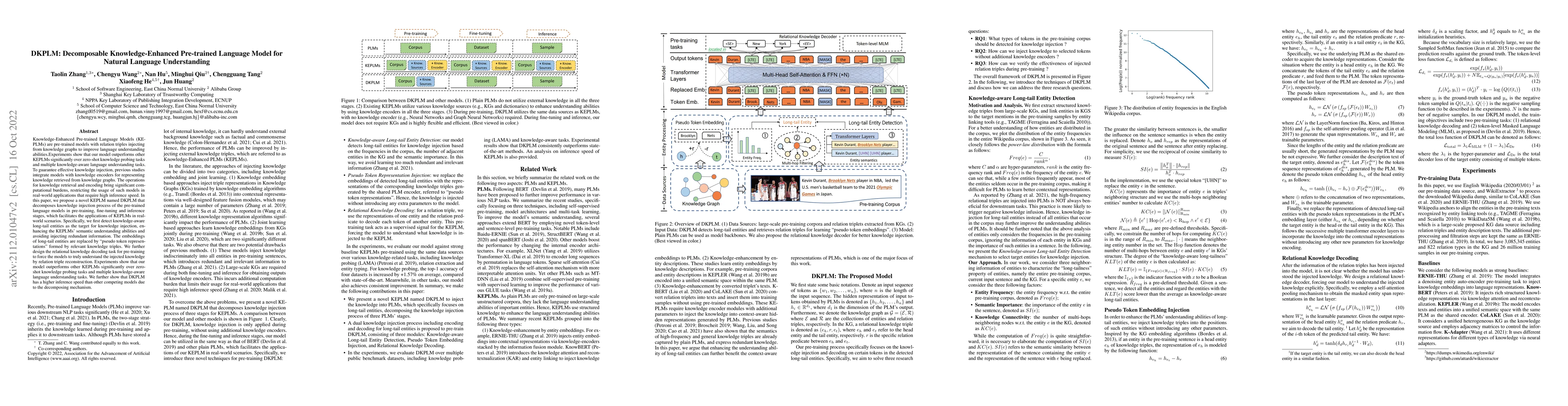 Thumbnail for DKPLM: Decomposable Knowledge-enhanced Pre-trained Language Model for
  Natural Language Understanding