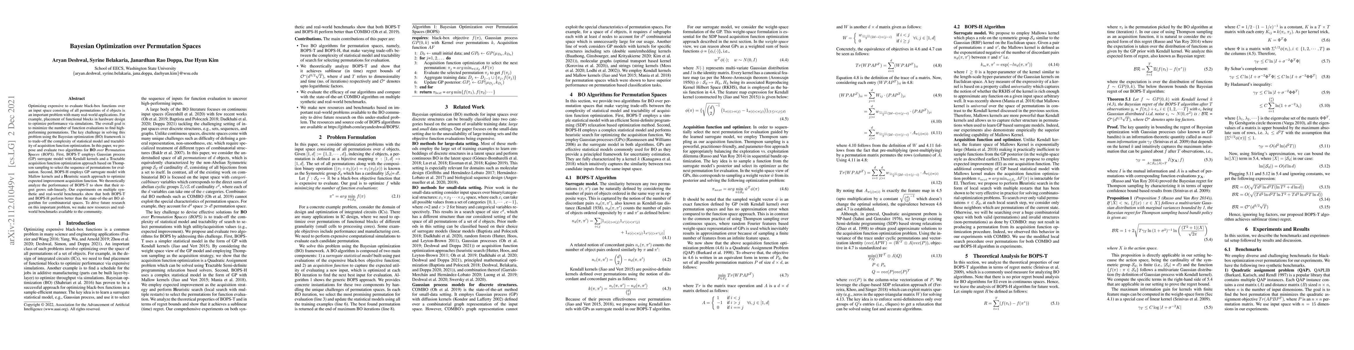 Thumbnail for Bayesian Optimization over Permutation Spaces
