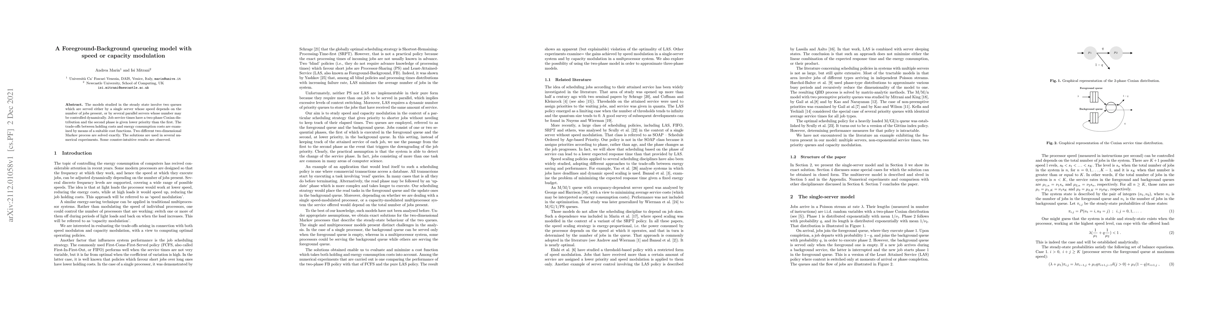 Thumbnail for A Foreground-Background queueing model with speed or capacity modulation