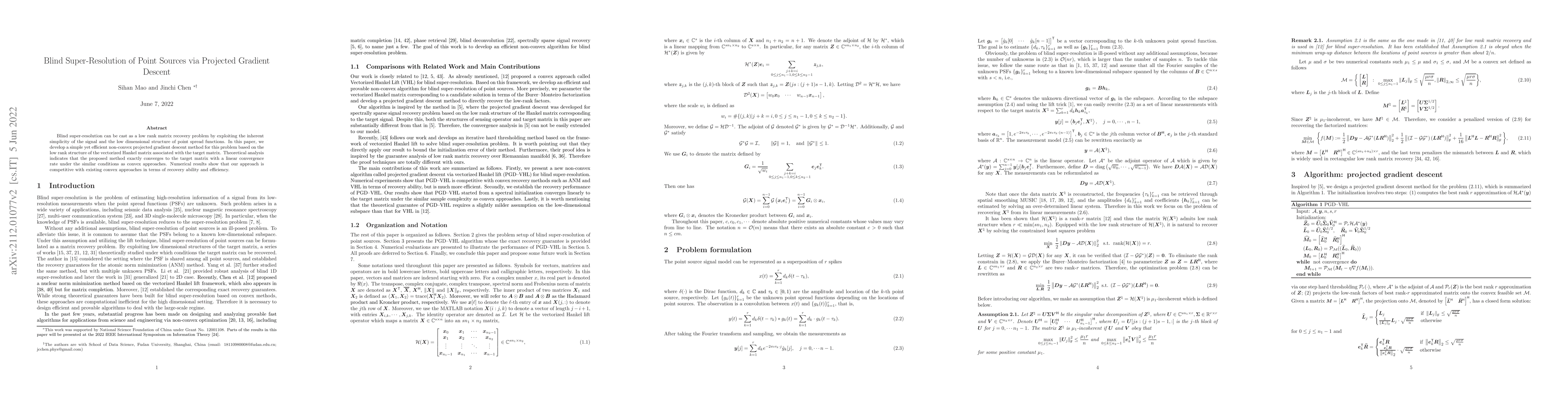 Thumbnail for Blind Super-resolution of Point Sources via Projected Gradient Descent