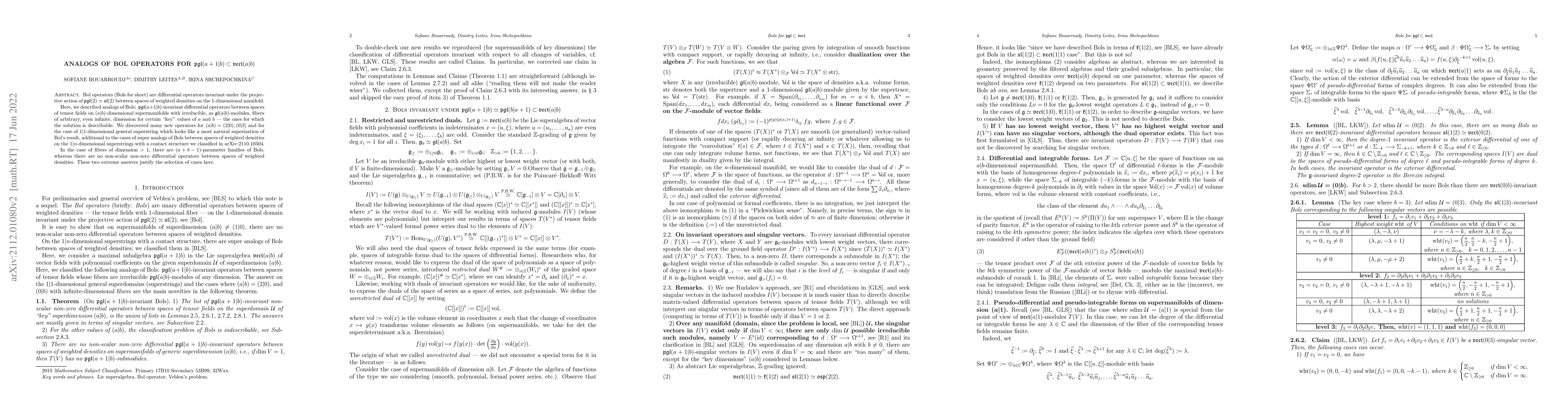 Thumbnail for Analogs of Bol operators for $\mathfrak{pgl}(a+1\vert b)\subset
  \mathfrak{vect}(a\vert b)$