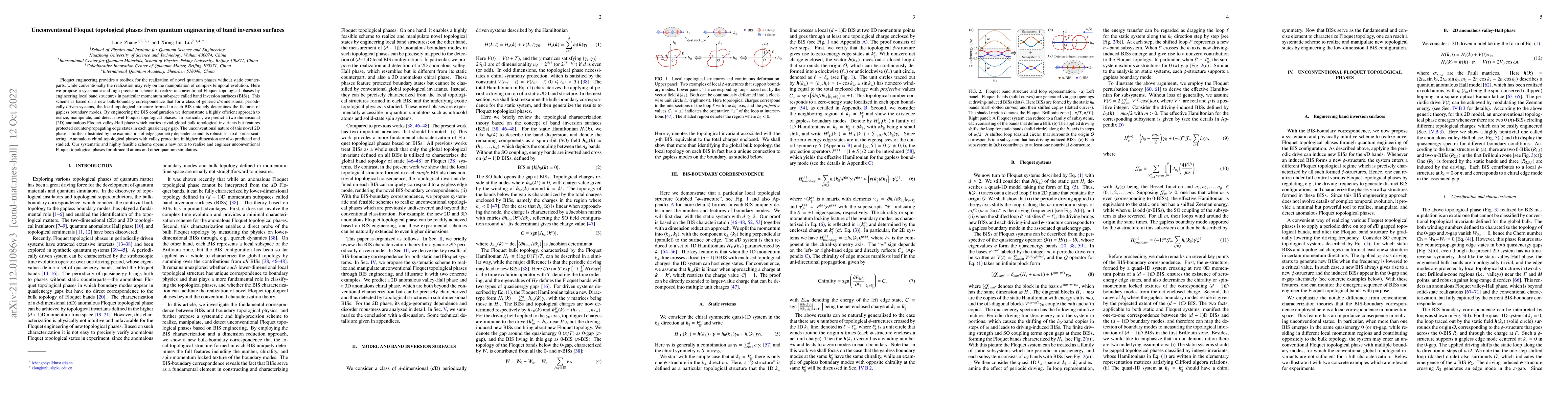 Thumbnail for Unconventional Floquet topological phases from quantum engineering of
  band inversion surfaces