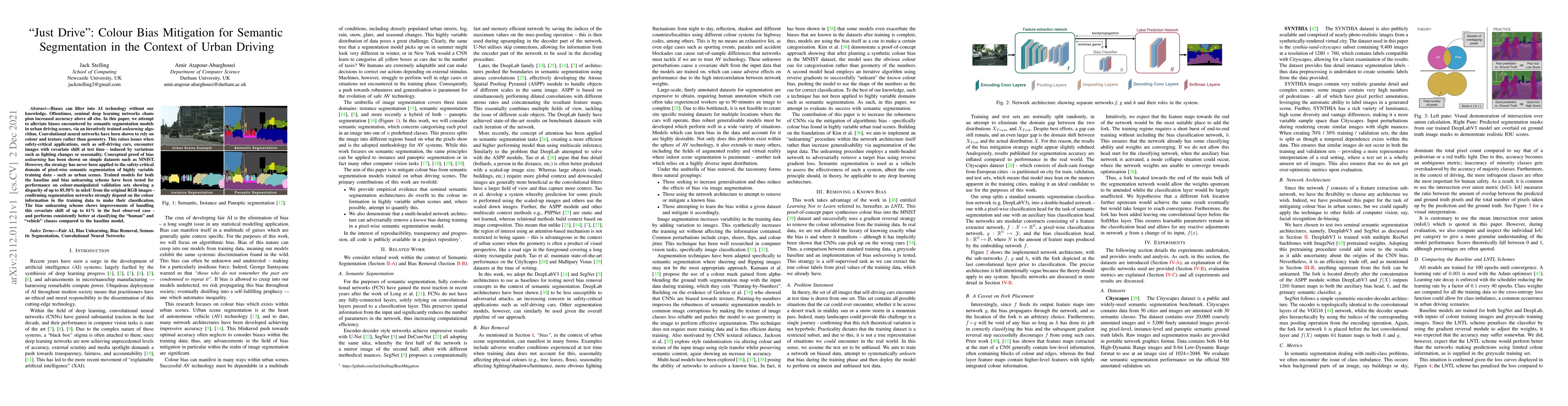 Thumbnail for "Just Drive": Colour Bias Mitigation for Semantic Segmentation in the
  Context of Urban Driving