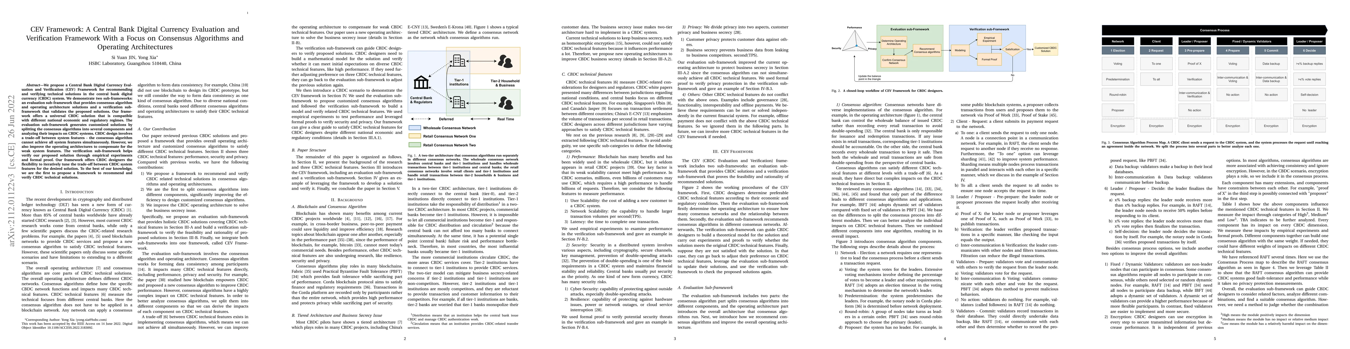 Thumbnail for CEV Framework: A Central Bank Digital Currency Evaluation and
  Verification Framework With a Focus on Consensus Algorithms and Operating
  Architectures
