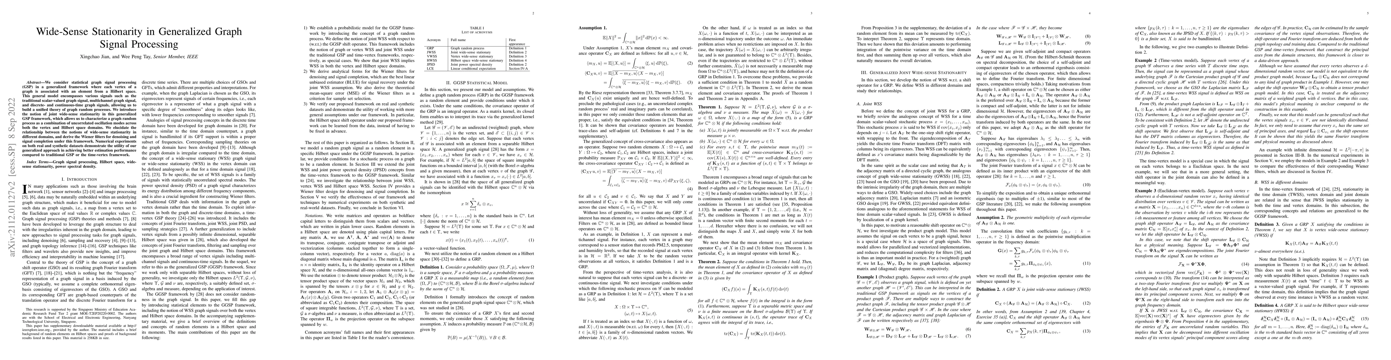 Thumbnail for Wide-Sense Stationarity in Generalized Graph Signal Processing