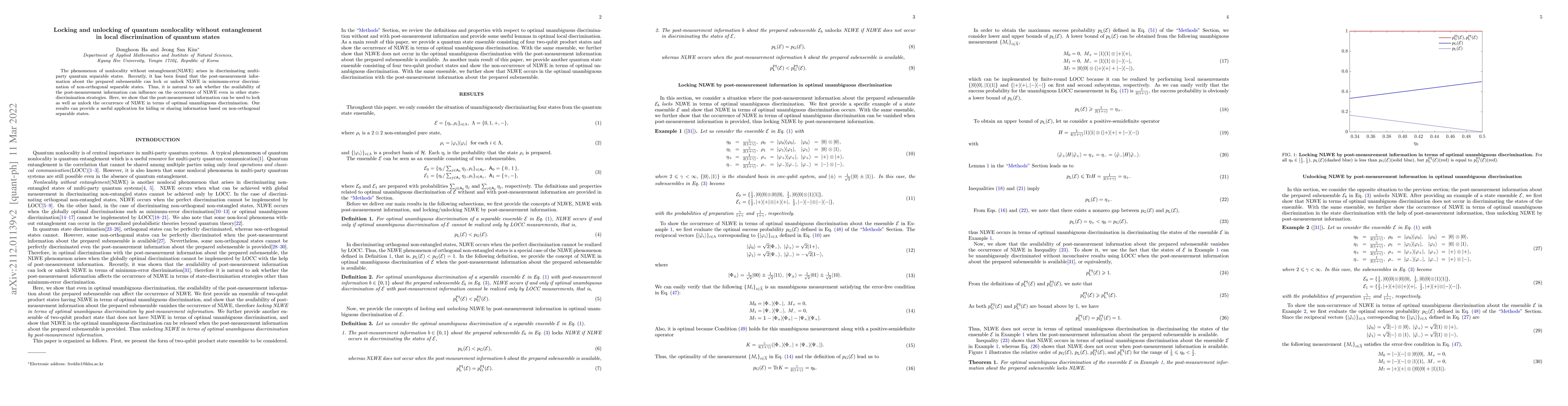 Thumbnail for Locking and unlocking of quantum nonlocality without entanglement in
  local discrimination of quantum states