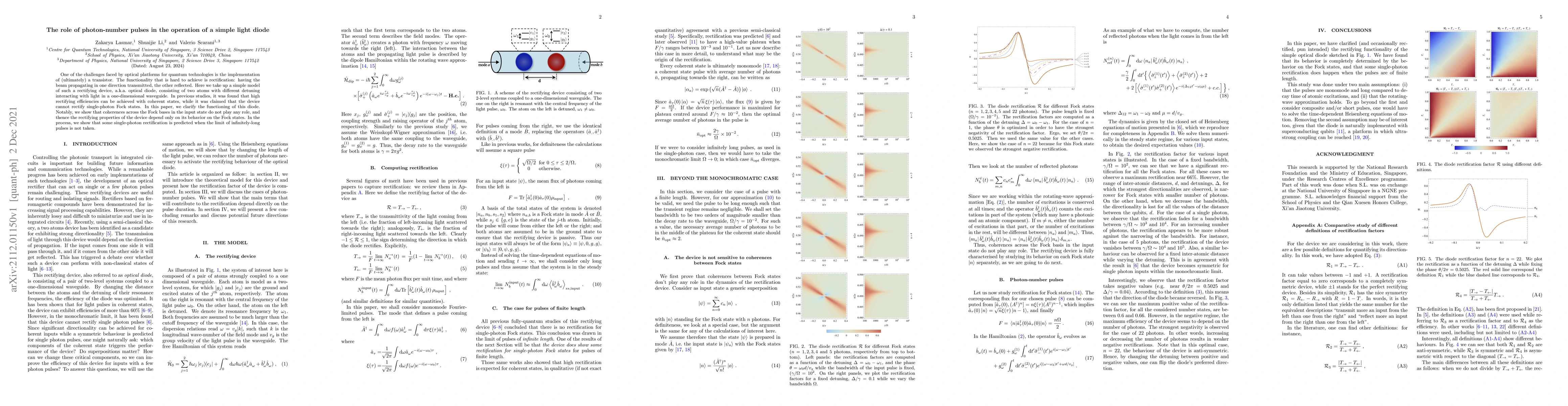 Thumbnail for The role of photon-number pulses in the operation of a simple light
  diode