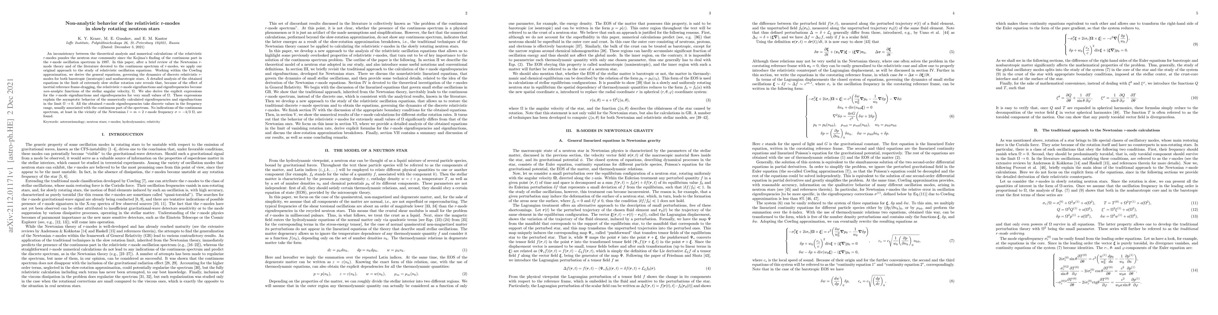 Thumbnail for Non-analytic behavior of the relativistic r-modes in slowly rotating
  neutron stars