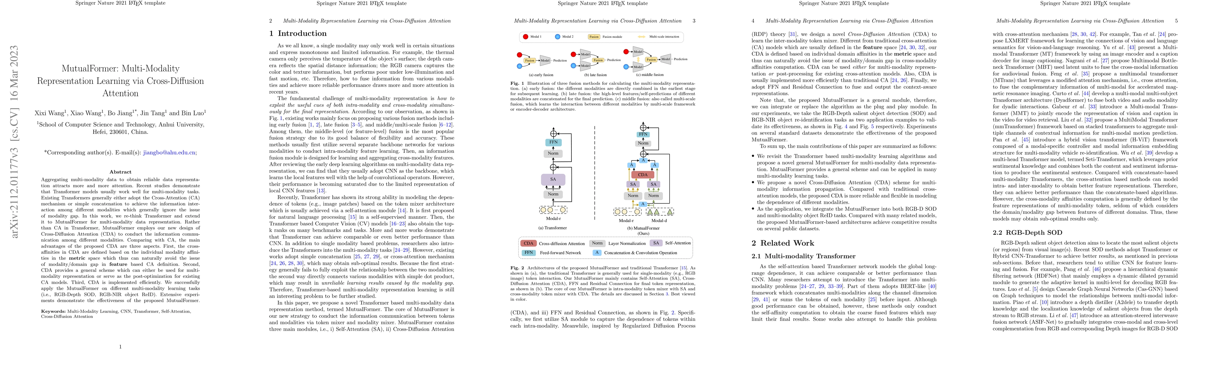 Thumbnail for MutualFormer: Multi-Modality Representation Learning via Cross-Diffusion
  Attention
