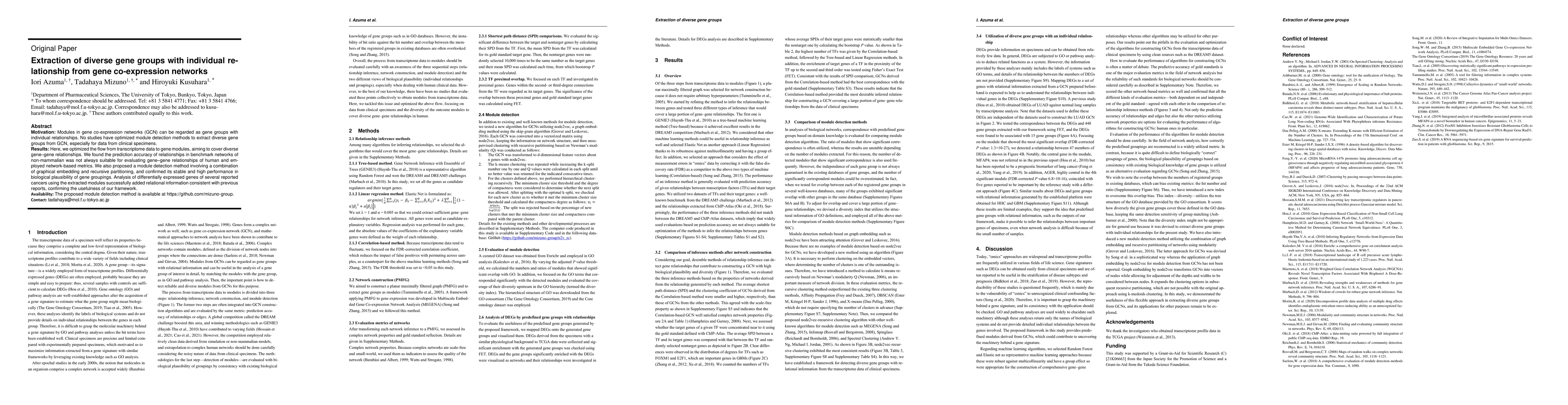 Thumbnail for Extraction of diverse gene groups with individual relationship from gene
  co-expression networks