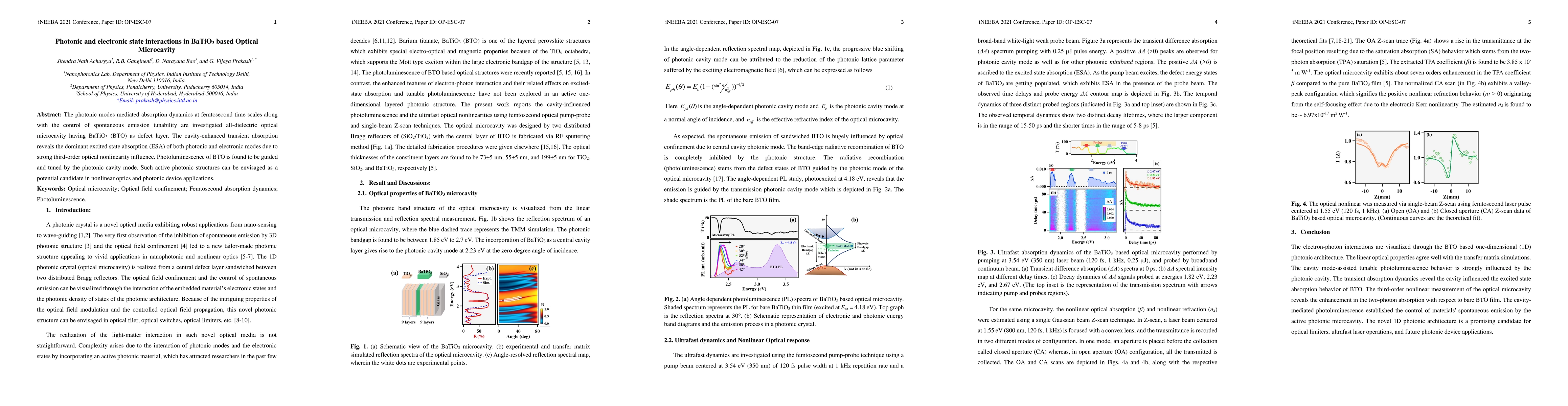 Thumbnail for Photonic and electronic state interactions in BaTiO3 based Optical
  Microcavity