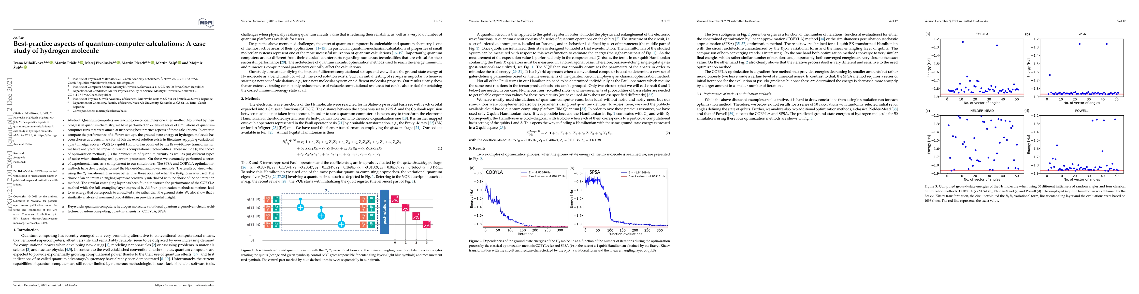 Thumbnail for Best-practice aspects of quantum-computer calculations: A case study of
  hydrogen molecule