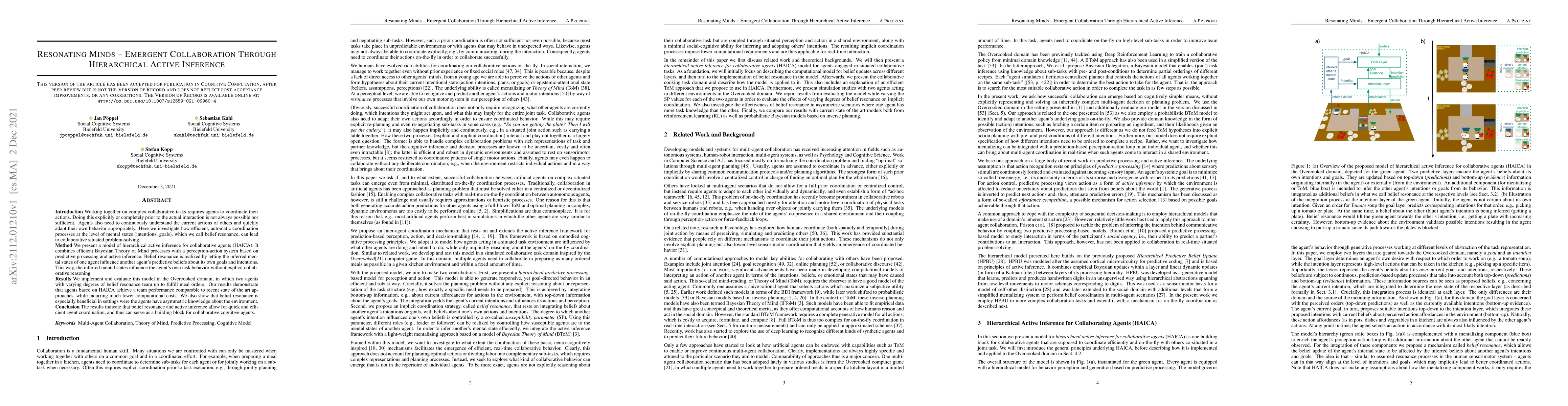 Thumbnail for Resonating Minds -- Emergent Collaboration Through Hierarchical Active
  Inference
