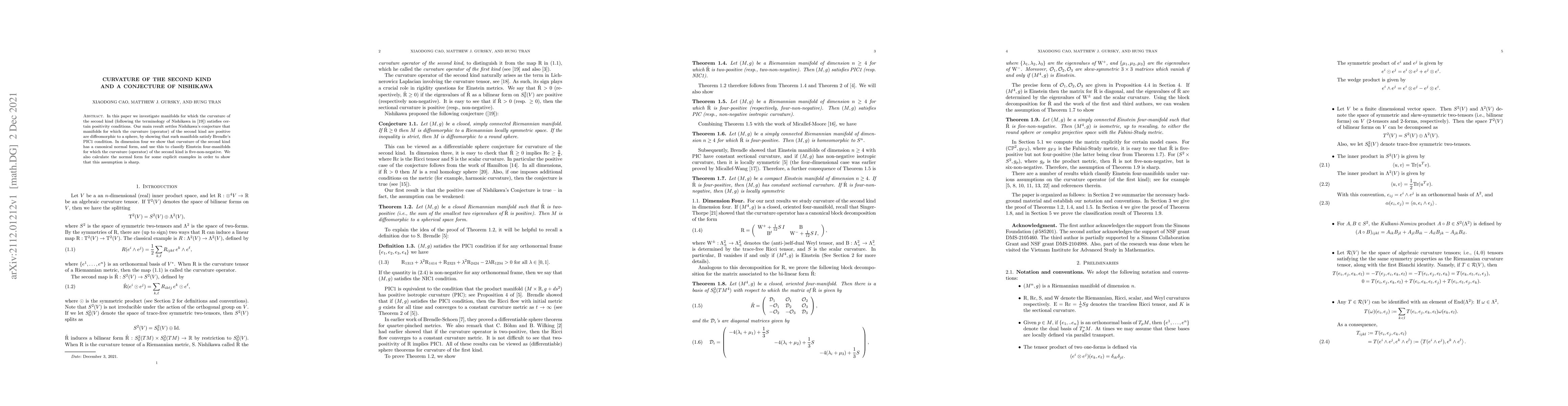 Thumbnail for Curvature of the Second kind and a conjecture of Nishikawa