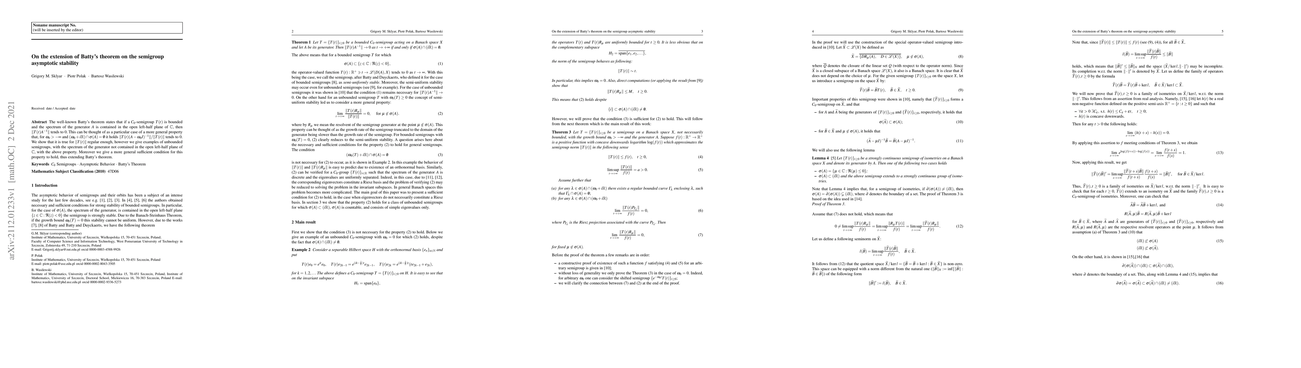 Thumbnail for On the extension of battys theorem on the semigroup asymptotic stability