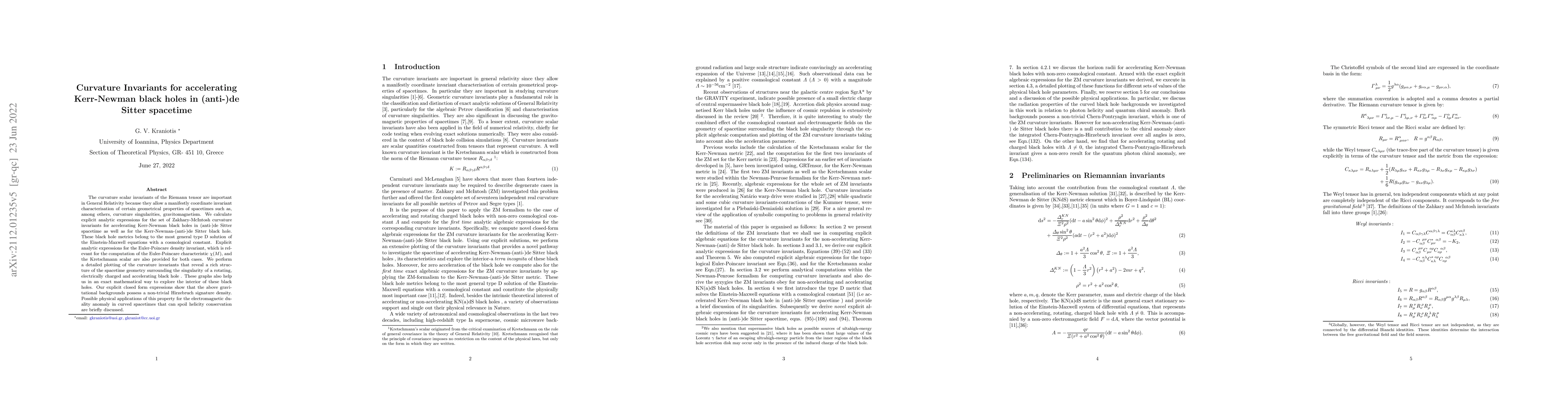 Thumbnail for Curvature Invariants for accelerating Kerr-Newman black holes in
  (anti-)de Sitter spacetime