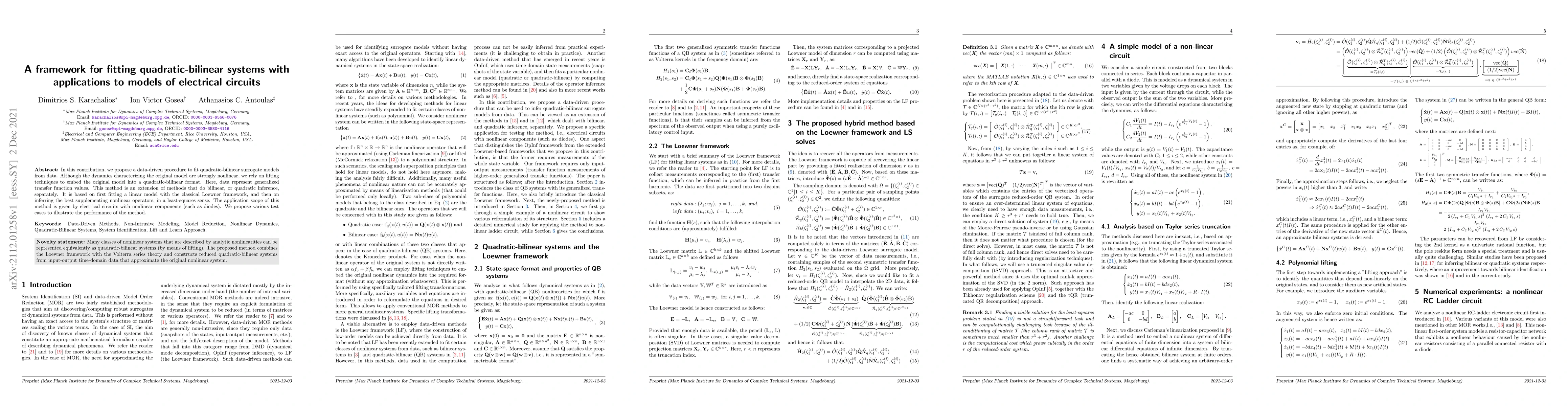 Thumbnail for A framework for fitting quadratic-bilinear systems with applications to
  models of electrical circuits