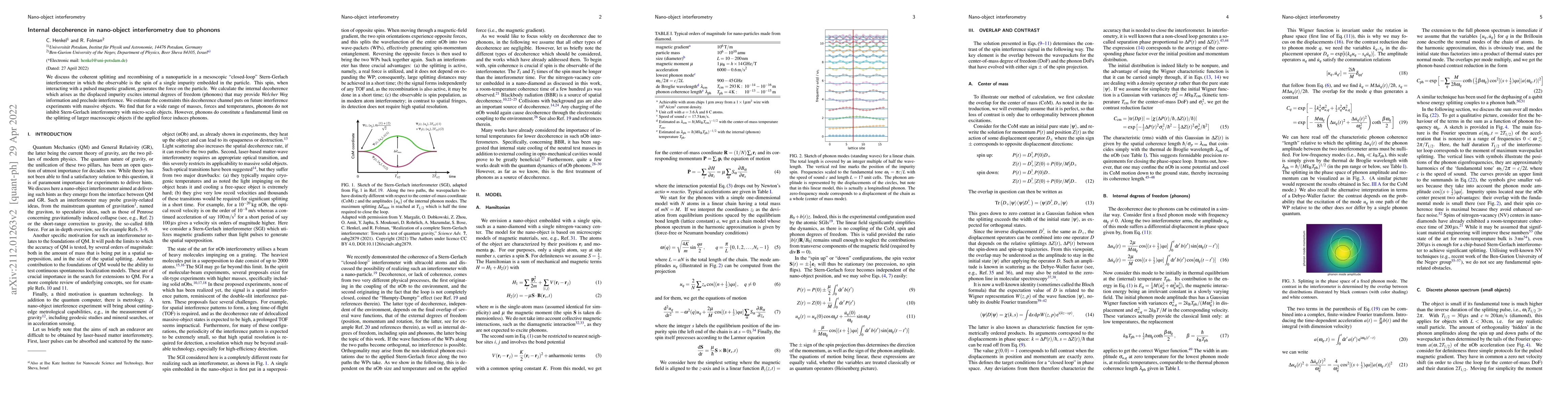 Thumbnail for Internal decoherence in nano-object interferometry due to phonons