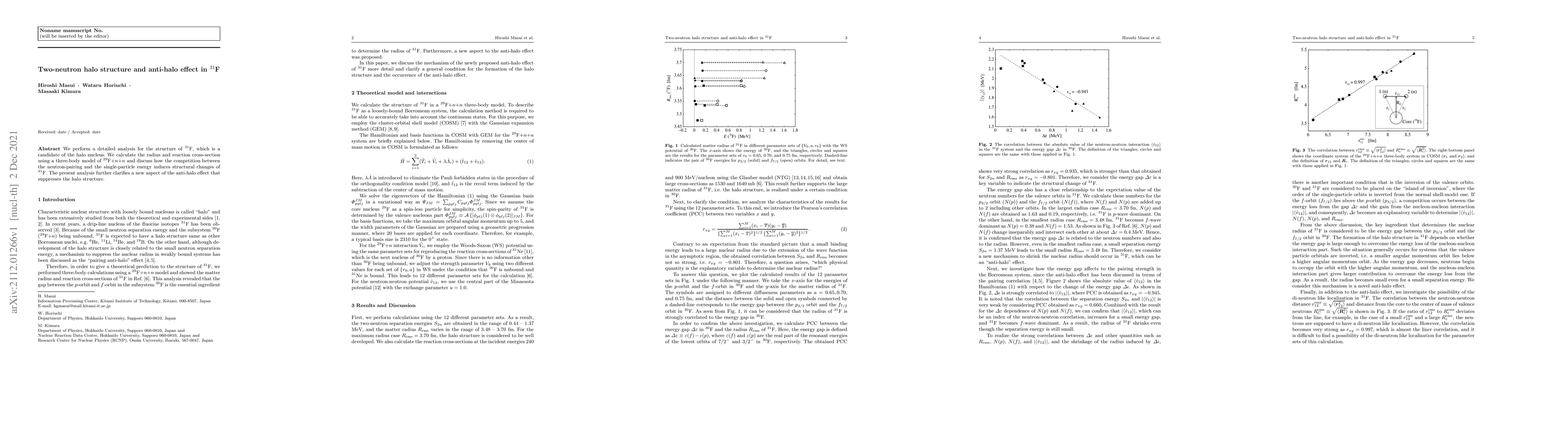 Thumbnail for Two-neutron halo structure and anti-halo effect in 31F