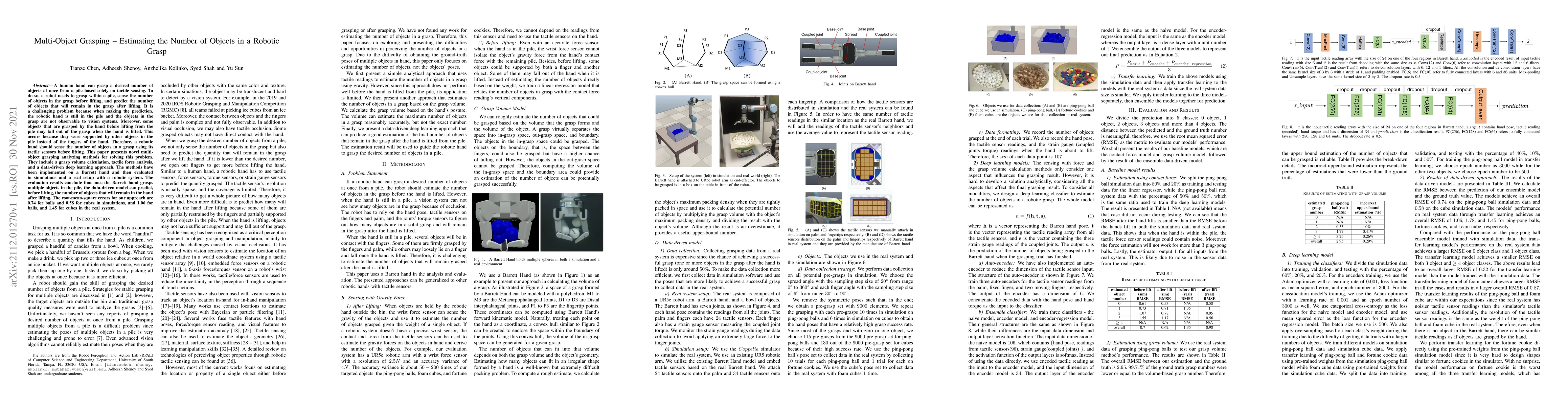 Thumbnail for Multi-Object Grasping -- Estimating the Number of Objects in a Robotic
  Grasp