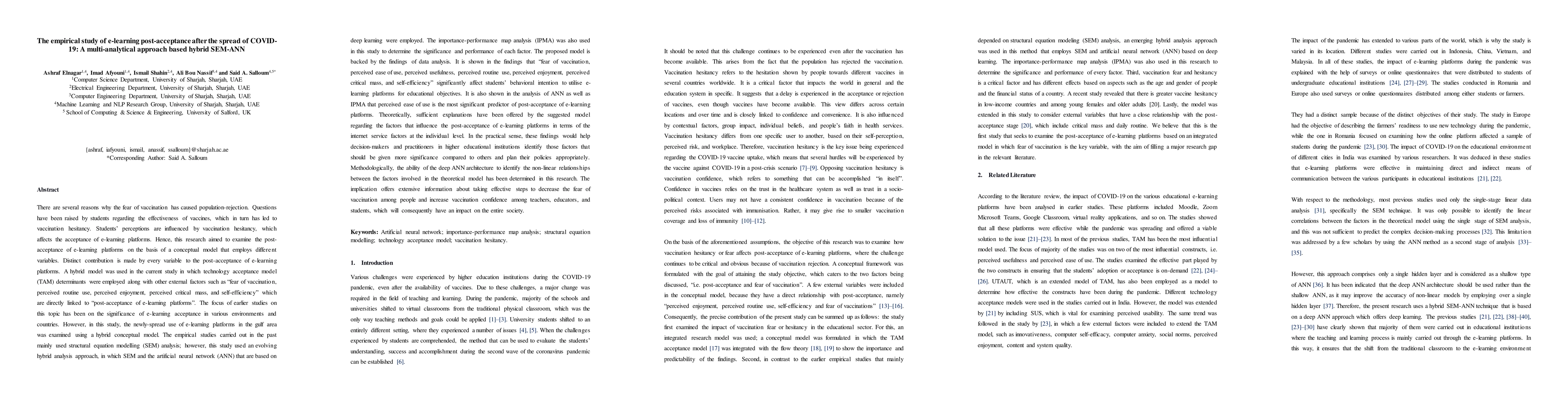 Thumbnail for The empirical study of e-learning post-acceptance after the spread of
  COVID-19: A multi-analytical approach based hybrid SEM-ANN