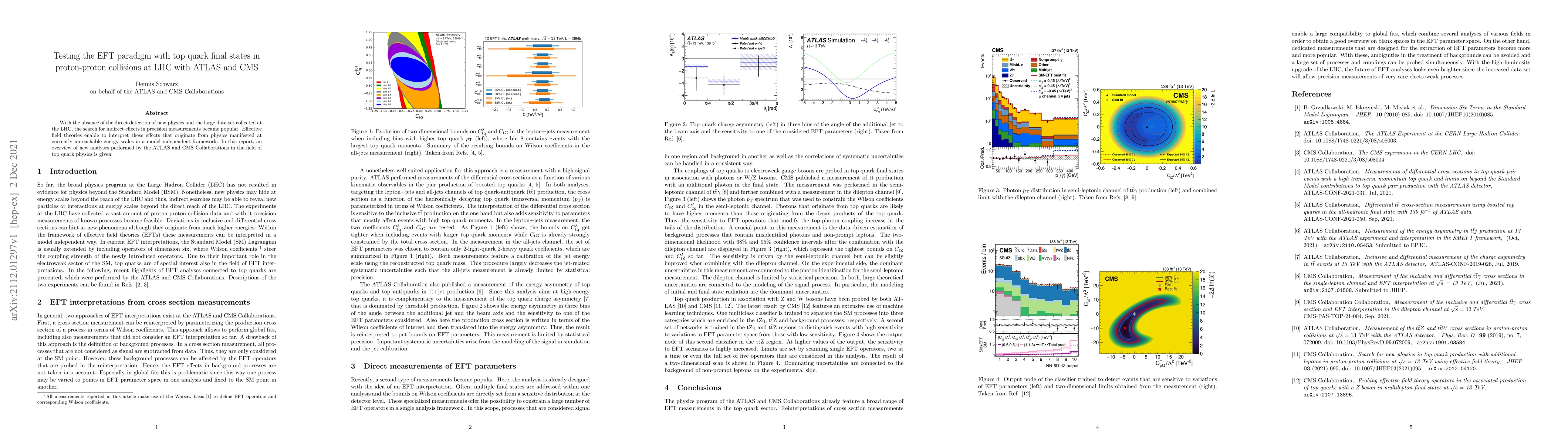 Thumbnail for Testing the EFT paradigm with top quark final states in proton-proton
  collisions at LHC with ATLAS and CMS