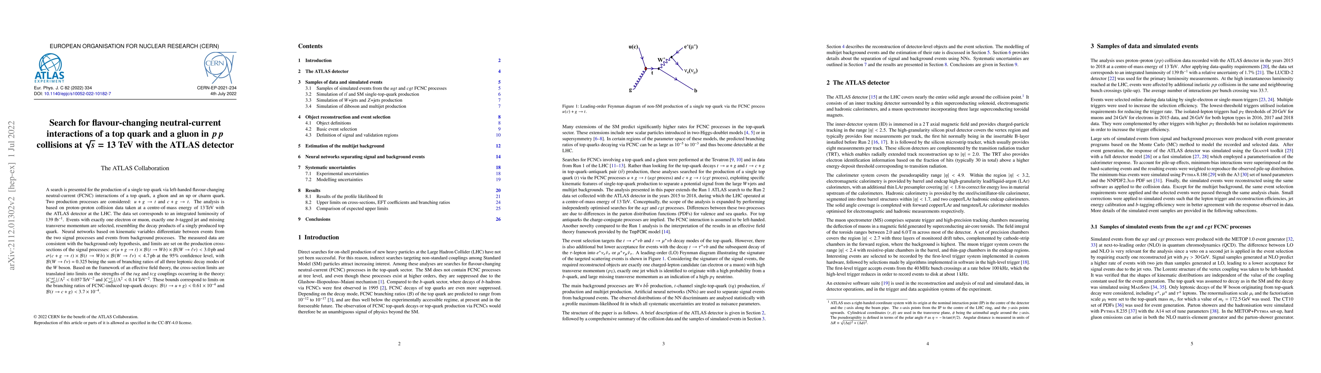 Thumbnail for Search for flavour-changing neutral-current interactions of a top quark
  and a gluon in $pp$ collisions at $\sqrt{s}=13$ TeV with the ATLAS detector