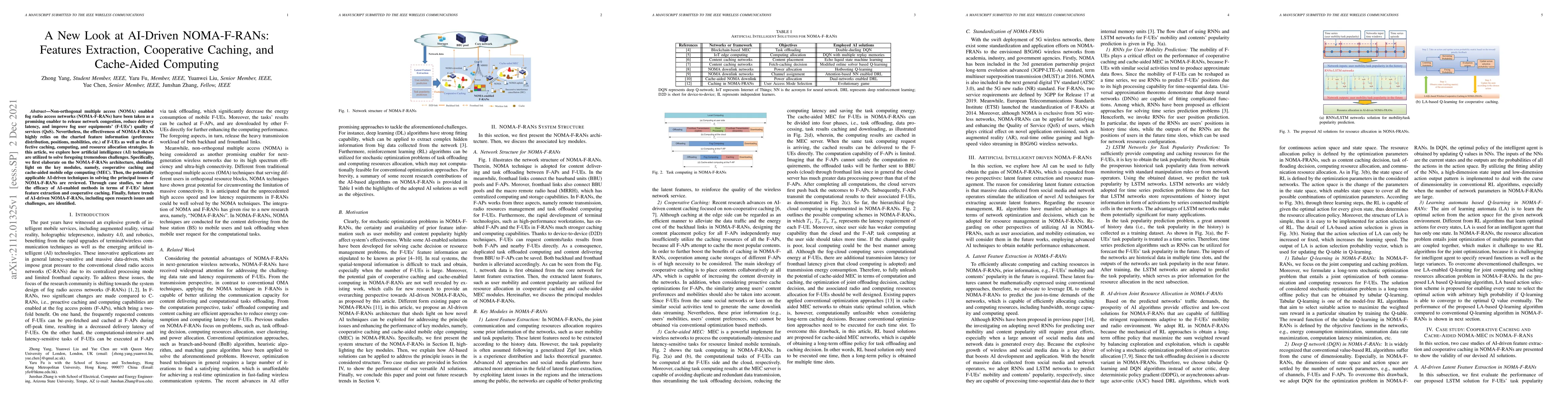 Thumbnail for A New Look at AI-Driven NOMA-F-RANs: Features Extraction, Cooperative
  Caching, and Cache-Aided Computing